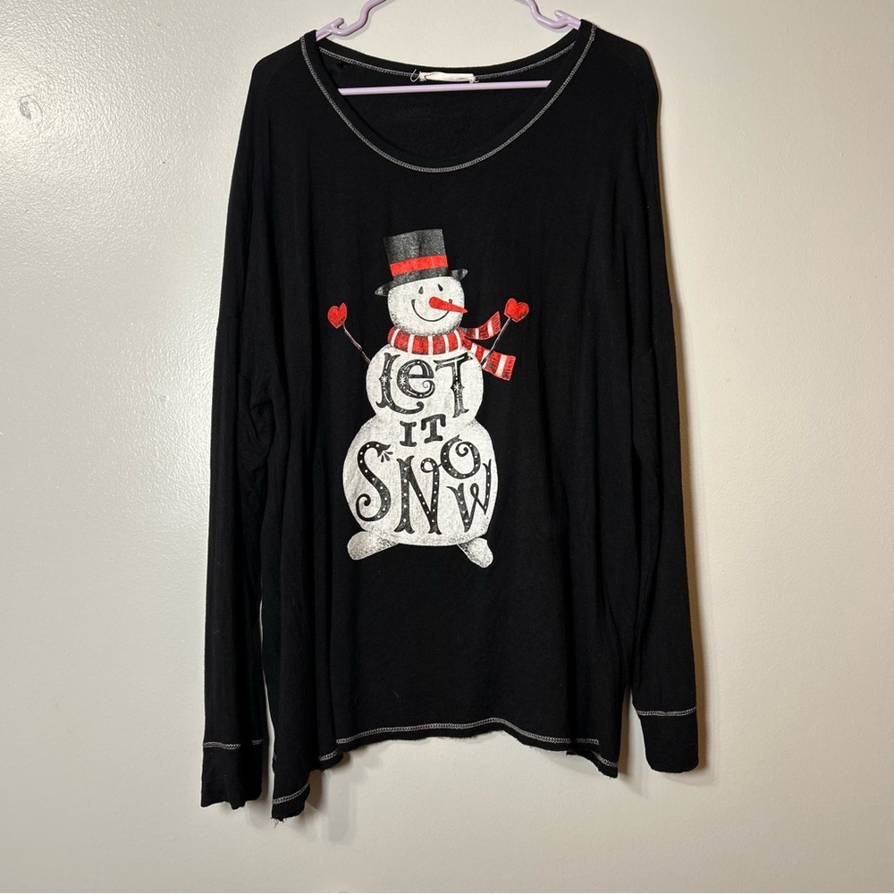 Long Sleeve Unisex Snowman Let It Snow Shirt Frosty Holiday Jack Frost 1XL PJ
